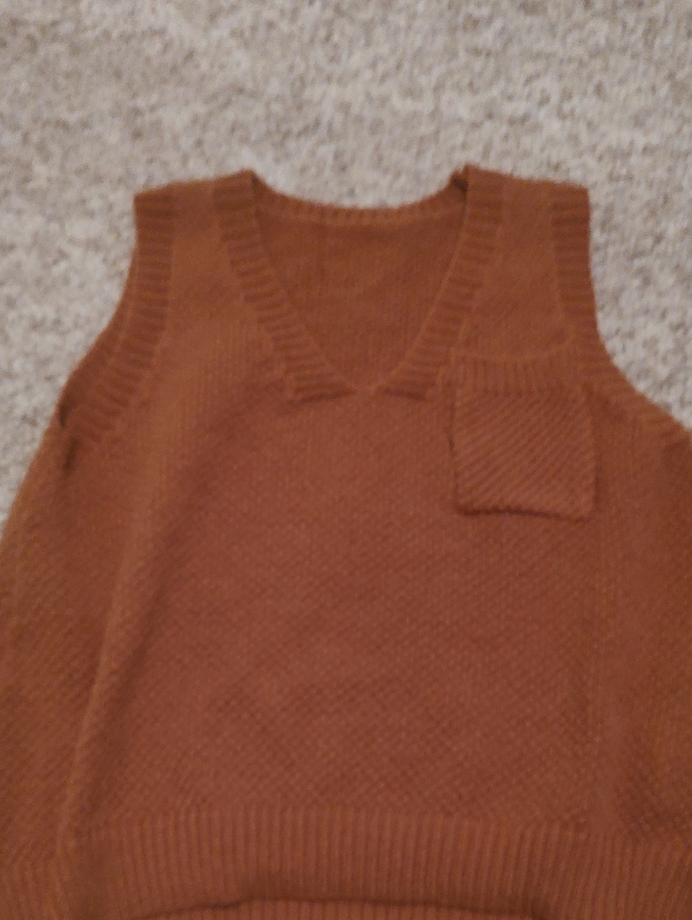 Women's V-Neck Knit Sweater Vest in Rust